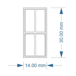 LX288-OO Large 4 Pane Sash Windows (Pack of 7) - OO/4mm/1:76