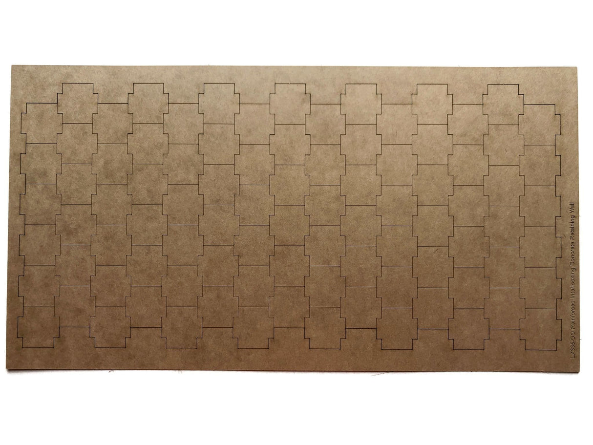 LX335-OO Laser Engraved Reinforced Concrete Retaining Wall Sheets (Pack of 2) - OO/4mm/1:76