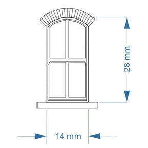 LX339-OO Arched Top 4 Pane Sash Windows (Pack of 6) - OO/4mm/1:76