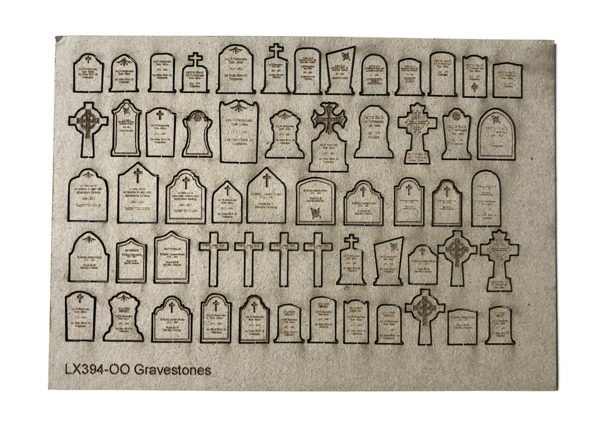 LX394-O Laser Cut Gravestones (Pack of 40) - O/7mm/1:43