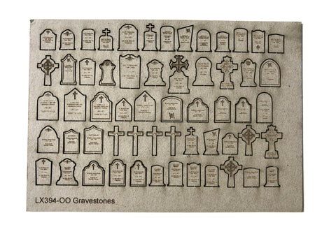 LX394-TT Laser Cut Gravestones (Pack of 58) - TT/3mm/1:100