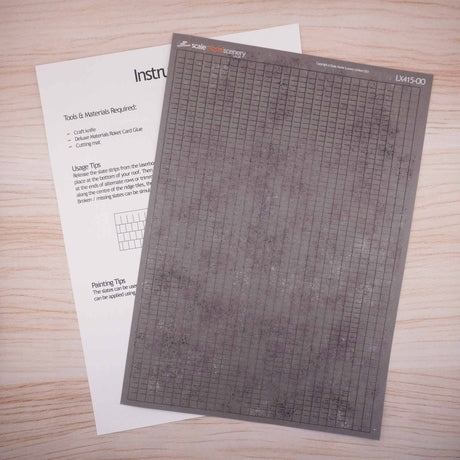 LX415-OO Lightly Weathered Laser Cut Roof Slates (A4 Sheet) - OO/4mm/1:76