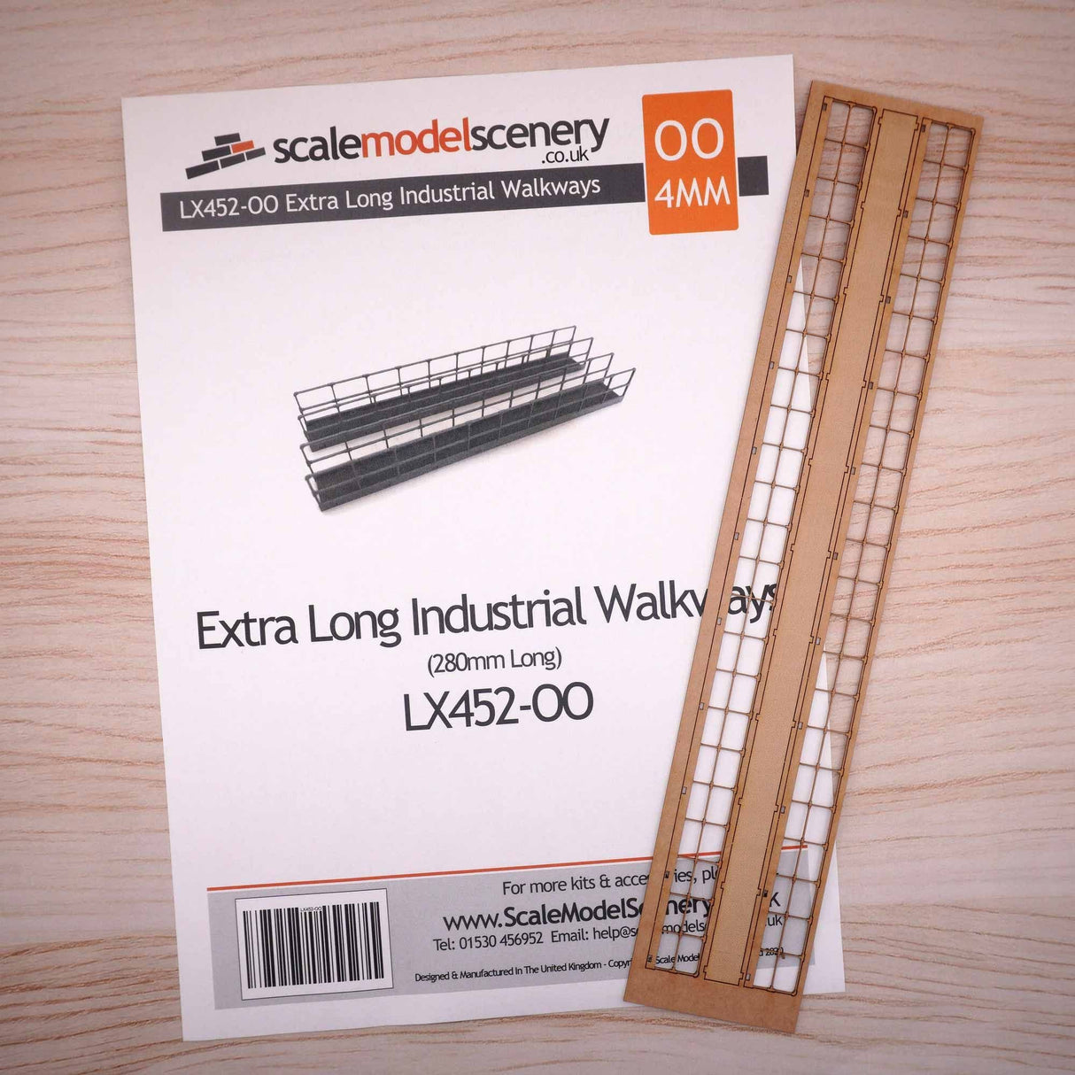 LX452-OO Extra Long Laser Cut Industrial Walkways With Railings (280mm) - OO/4mm/1:76