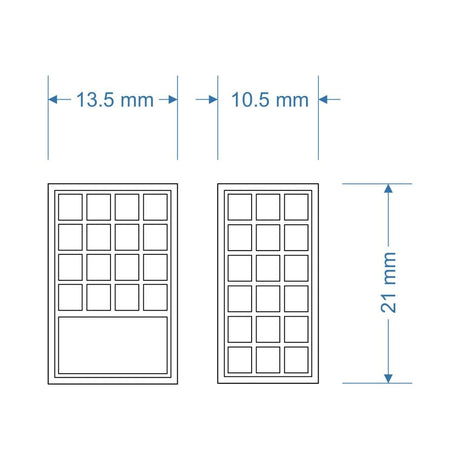 LX475-OO Rectangular Industrial Windows 10.5mm x 21 & 13.5 x 21mm (Pack of 18) OO/4mm/1:76