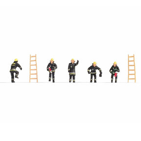 Noch 15021 Firemen In Black Uniform With Ladders (Pack of 5) OO/HO