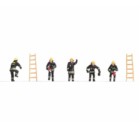 Noch 15021 Firemen In Black Uniform With Ladders (Pack of 5) OO/HO