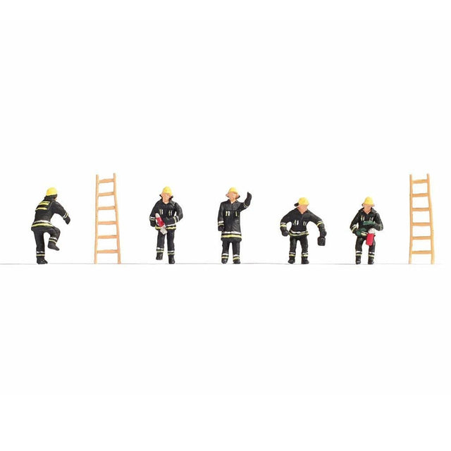 Noch 15021 Firemen In Black Uniform With Ladders (Pack of 5) OO/HO