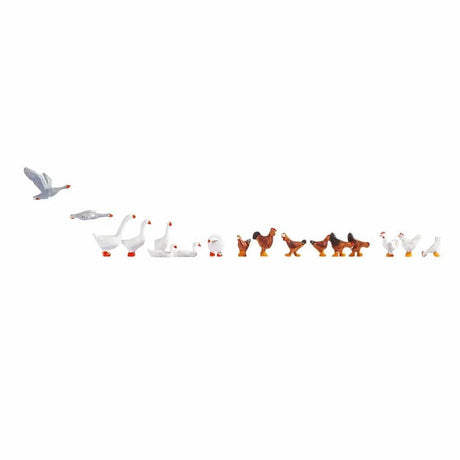 Noch 15772 Chickens & Geese (Pack of 17) OO/HO