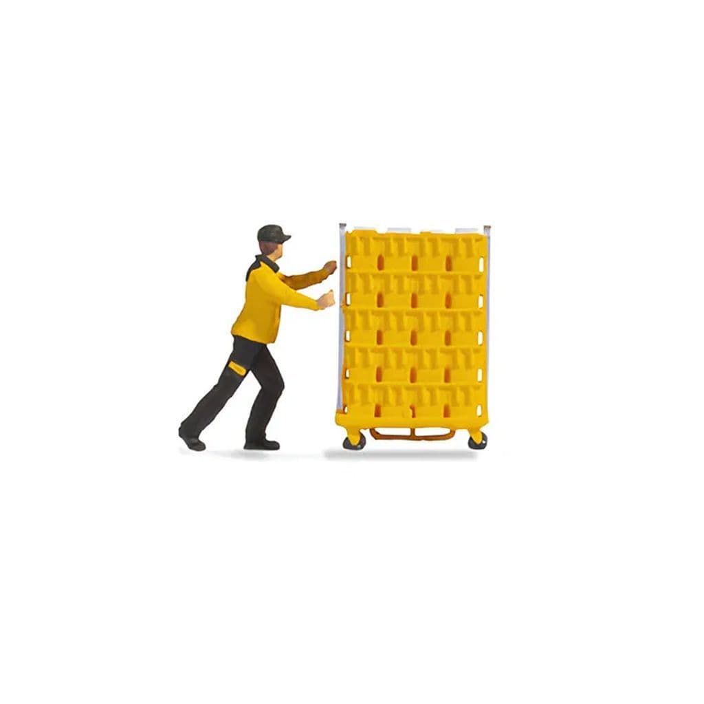 Noch 16523 Postal / Warehouse Worker With Cage Tiny Scene - OO/HO