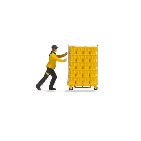 Noch 16523 Postal / Warehouse Worker With Cage Tiny Scene - OO/HO