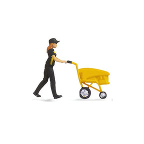 Noch 16524 Postal / Delivery Worker With Trolley Tiny Scene - OO/HO