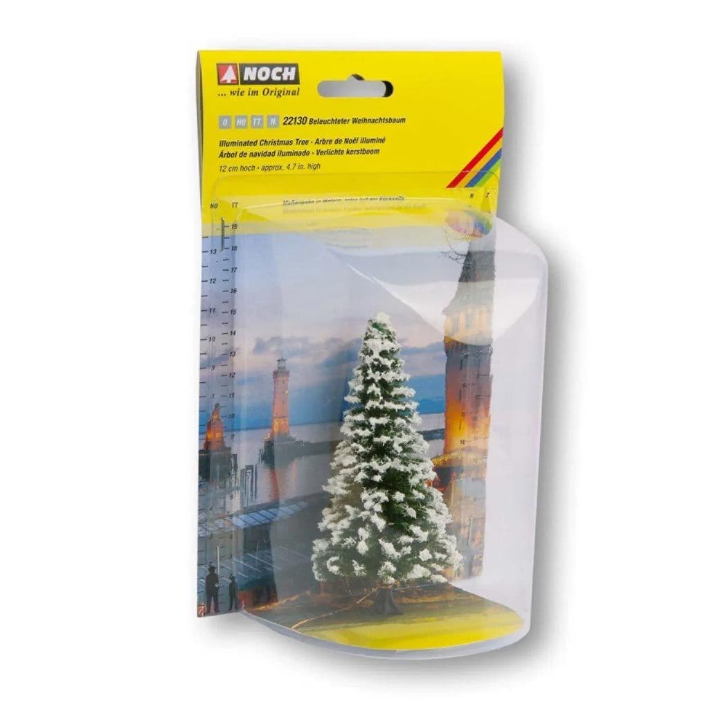 Noch 22130 Snowy Illuminated Christmas Tree (12cm) With LEDs For OO/HO