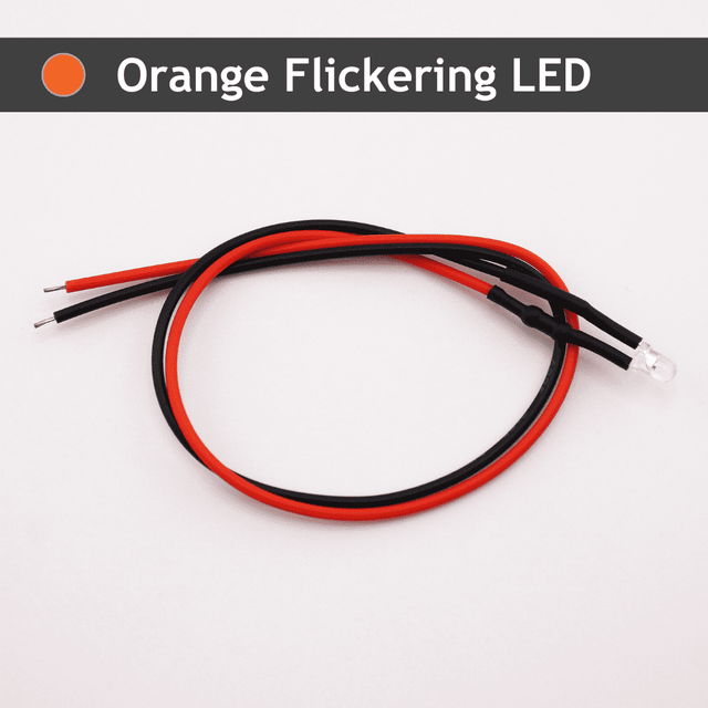 Pre-Wired 3mm Orange Flickering LED 9 to 12v (Pack of 1)