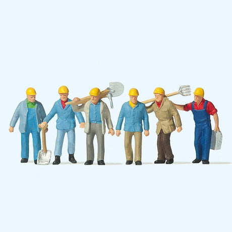Preiser 10033 Track Workers Figures With Tools (Pack of 6) - OO/HO