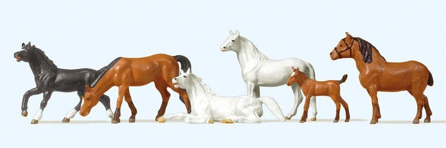 Preiser 10150 Horses (Pack of 6) OO/HO