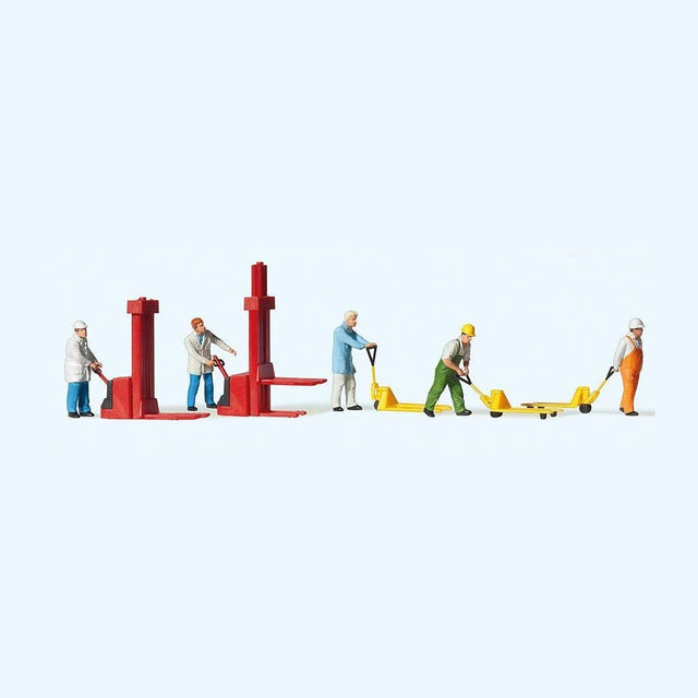 Preiser 10294 Warehouse Workers With Forklifts & Pallet Trucks OO/HO