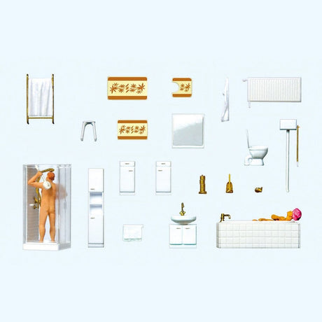 Preiser 10631 Bathroom Fixtures, Fittings & Figures OO/HO