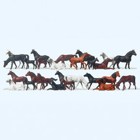 Preiser 14407 Horses (Pack of 26) OO/HO