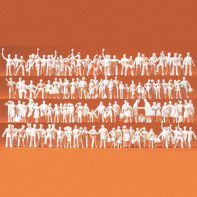 Preiser 16325 Unpainted Railway Personnel & Passengers (Pack of 120) OO/HO