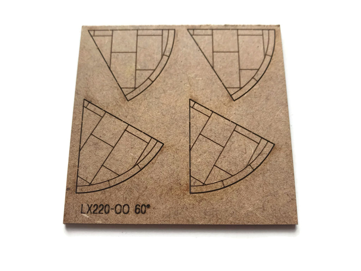 Reduced To Clear - LX220-OO Laser Cut MDF 60 Degree Pavement Corners (Pack of 4) - OO/4mm/1:76
