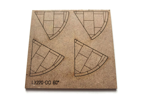 Reduced To Clear - LX220-OO Laser Cut MDF 60 Degree Pavement Corners (Pack of 4) - OO/4mm/1:76