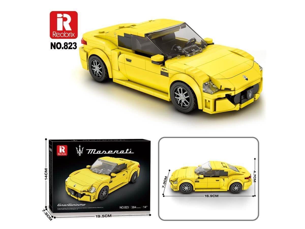 Reobrix Maserati Yellow Sports Car 384pc Construction Set 823