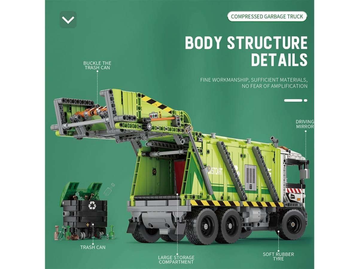 Reobrix RC Garbage Truck 1458pc Construction Set 22022