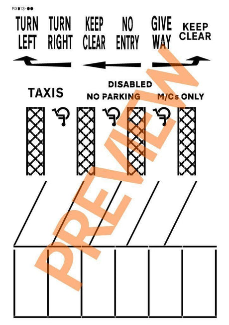 RX002-OO Laser Cut Car Park Marking Stencils OO/4mm/1:76