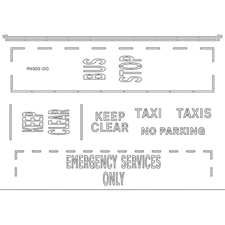 RX003-OO Laser Cut Bus Stop / Taxi Marking Stencils OO/4mm/1:76