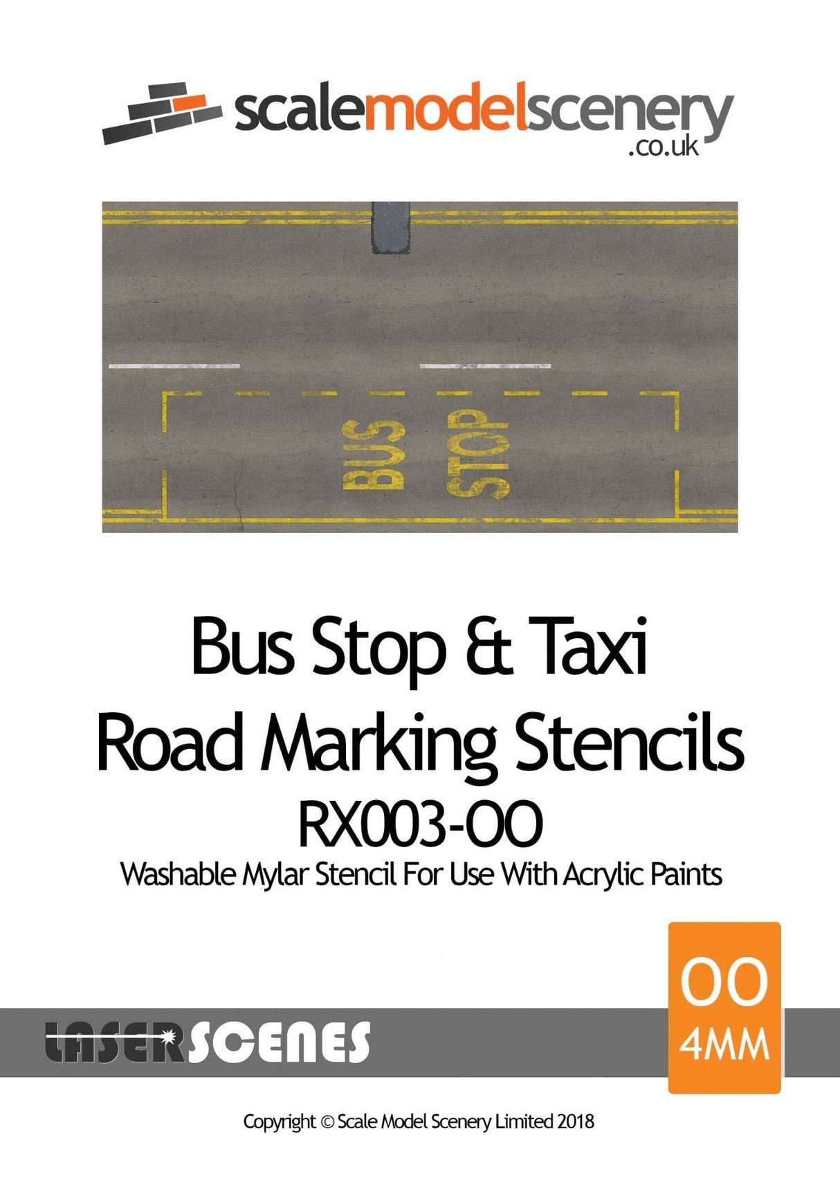 RX003-OO Laser Cut Bus Stop / Taxi Marking Stencils OO/4mm/1:76