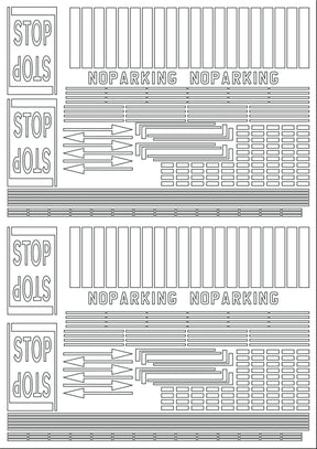 RX006-N Laser Cut 1950's & 60's White Self-Adhesive Road Markings N/2mm/1:148