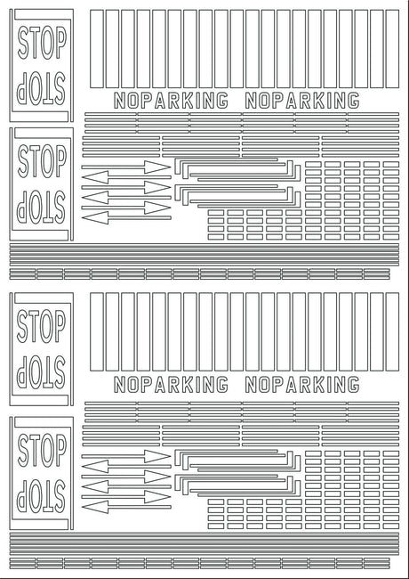 RX006-N Laser Cut 1950's & 60's White Self-Adhesive Road Markings N/2mm/1:148