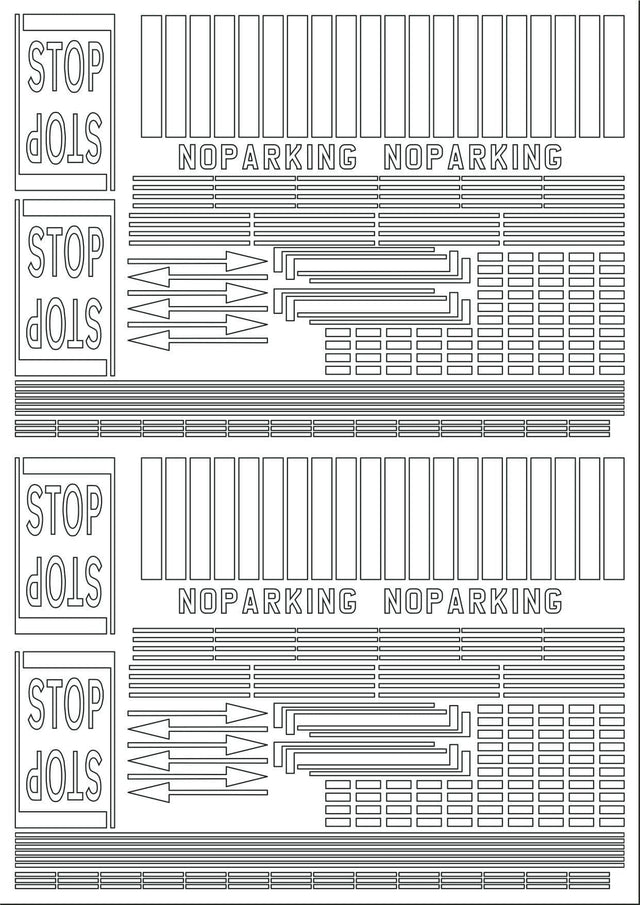 RX006-N Laser Cut 1950's & 60's White Self-Adhesive Road Markings N/2mm/1:148