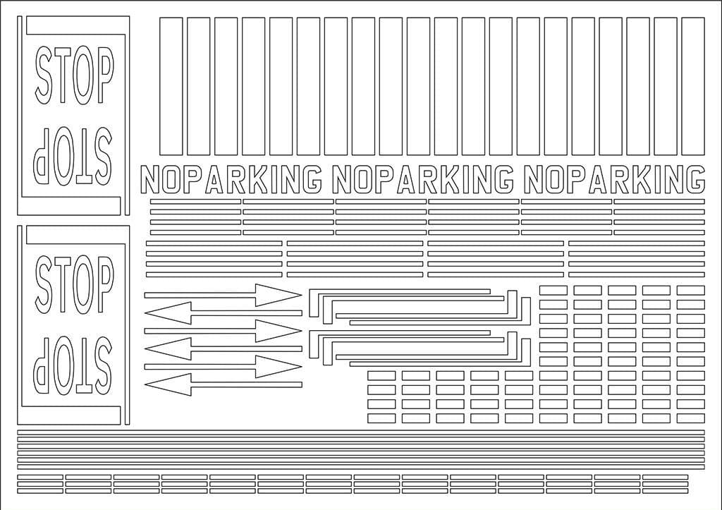 RX006-OO Laser Cut 1950's & 60's White Self-Adhesive Road Markings OO/4mm/1:76