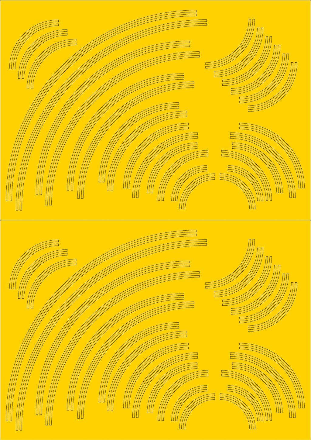 RX008-N Laser Cut Curved Double Yellow Lines Self-Adhesive Road Markings N/2mm/1:148