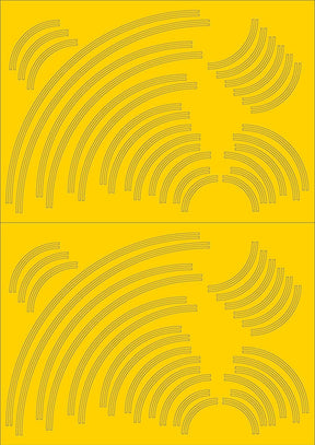 RX008-N Laser Cut Curved Double Yellow Lines Self-Adhesive Road Markings N/2mm/1:148
