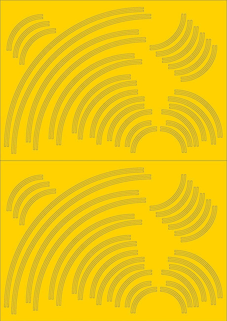 RX008-N Laser Cut Curved Double Yellow Lines Self-Adhesive Road Markings N/2mm/1:148