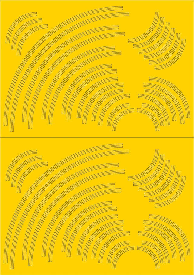 RX008-N Laser Cut Curved Double Yellow Lines Self-Adhesive Road Markings N/2mm/1:148