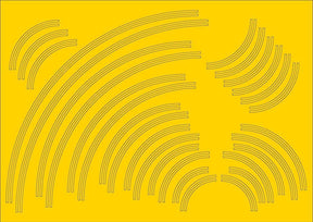 RX008-OO Laser Cut Curved Double Yellow Lines Self-Adhesive Road Markings OO/4mm/1:76