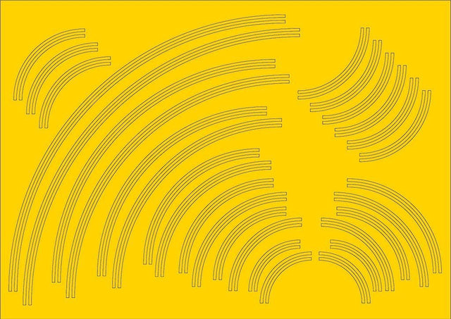 RX008-OO Laser Cut Curved Double Yellow Lines Self-Adhesive Road Markings OO/4mm/1:76