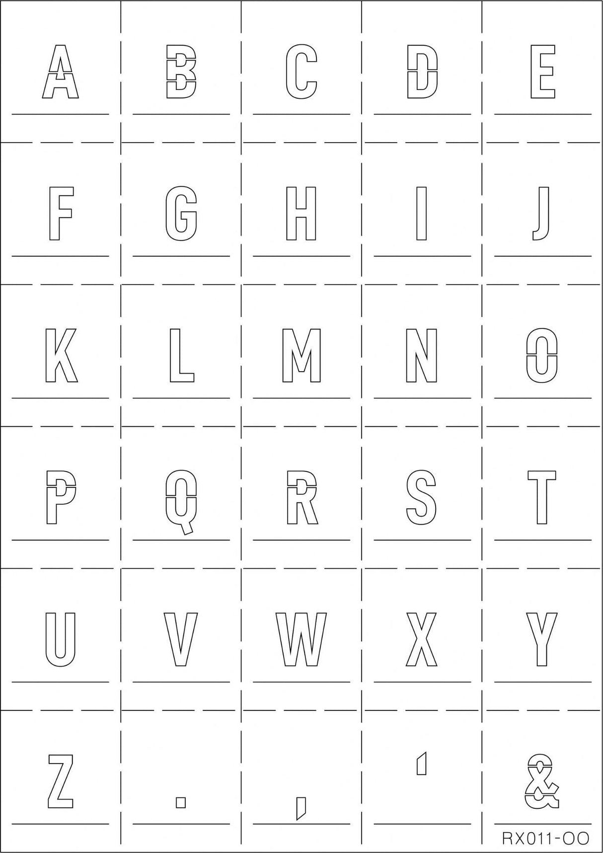 RX011-OO Alphabet Ghost Sign Mylar Stencil (13mm) - OO/4mm/1:76