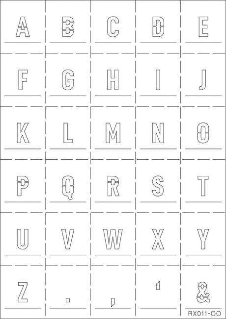 RX011-OO Alphabet Ghost Sign Mylar Stencil (13mm) - OO/4mm/1:76