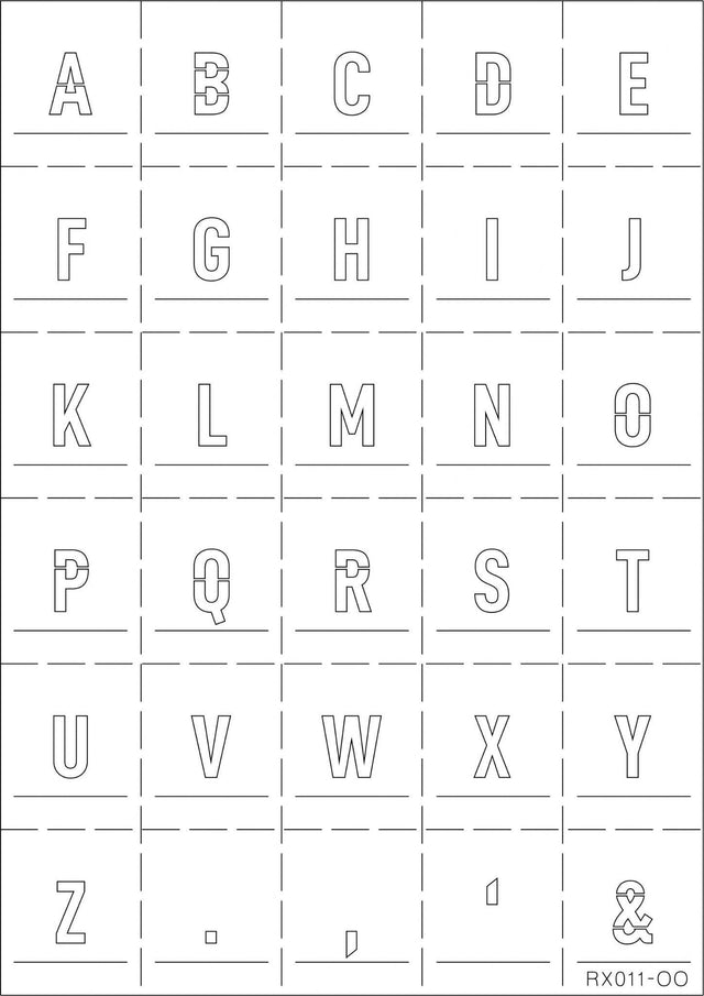 RX011-OO Alphabet Ghost Sign Mylar Stencil (13mm) - OO/4mm/1:76