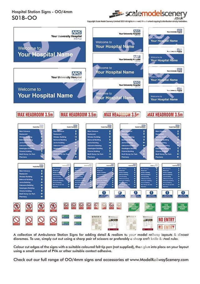 S018-OO Customised Hospital Signs OO/4mm/1:76