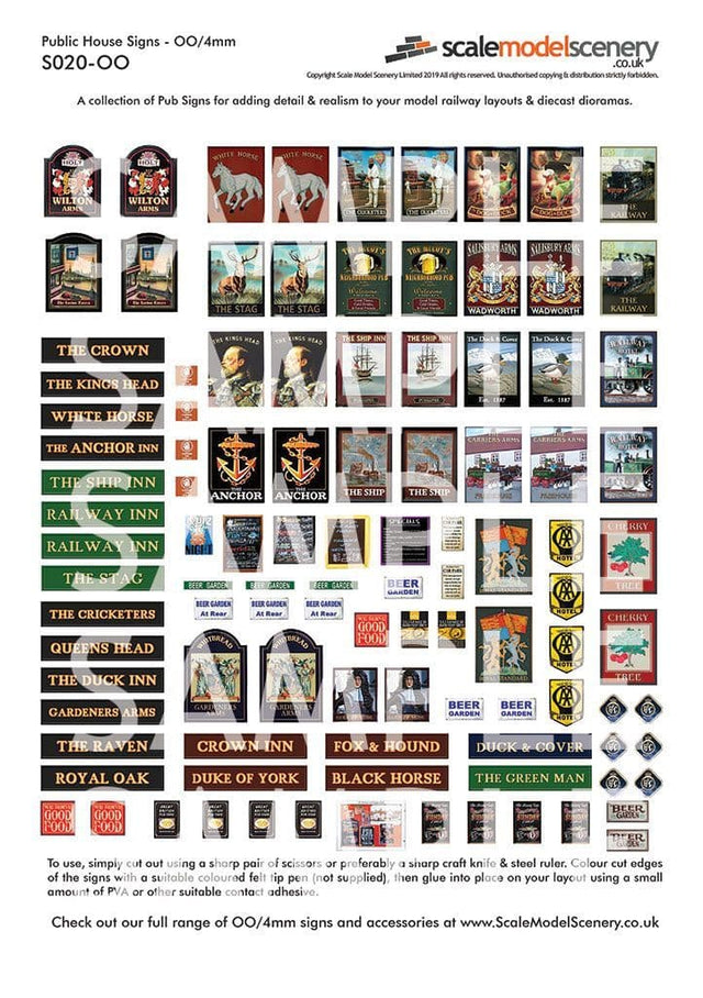S020-OO Public House Signage OO/4mm/1:76
