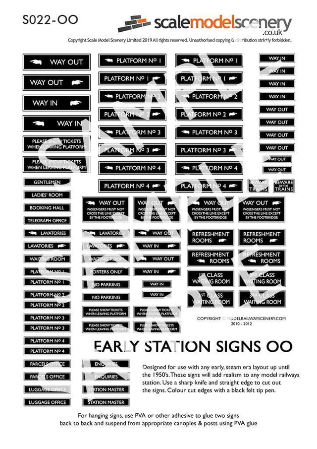 S022-OO Early Steam Era Station Signs - OO/4mm/1:76