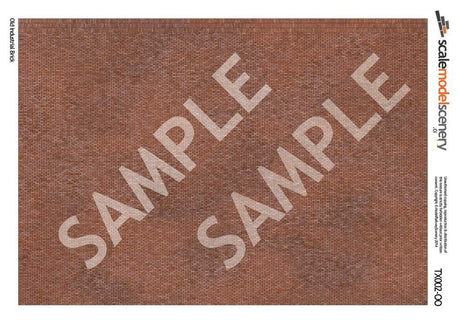 TX002-OO Old Industrial Brick - Stretcher Bond Brick Paper (Pack of 5) - OO/4mm/1:76