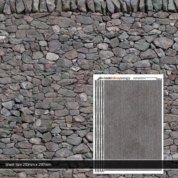 TX007-N Dry Stone Wall Texture Paper (Pack of 5) - N/2mm/1:148