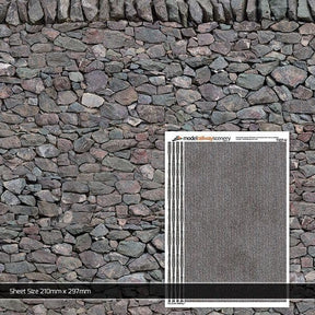 TX007-N Dry Stone Wall Texture Paper (Pack of 5) - N/2mm/1:148