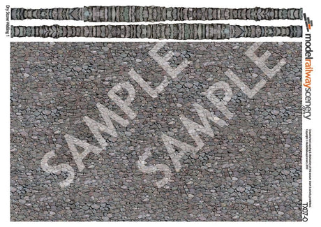 TX007-O Dry Stone Wall Texture Paper (Pack of 5) - O/7mm/1:43